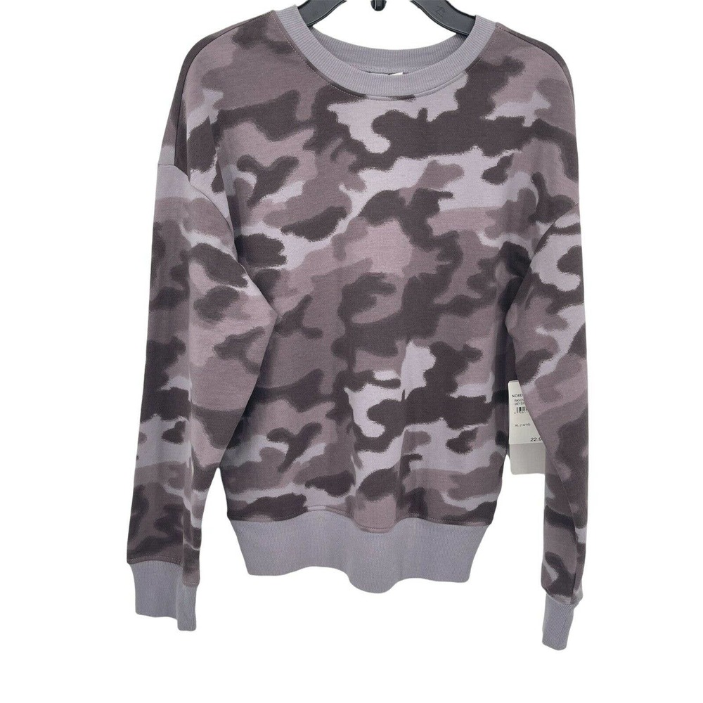 Z by Zella Girls Gray Quick Camo Blur Print Long Sleeve Sweatshirt Size XL